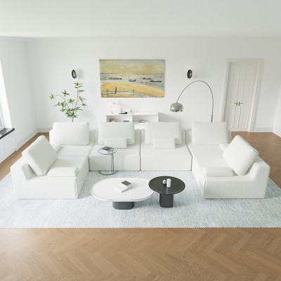125'' Modular Convertible Compressed U-Shaped Sectional Sofas with Foam-Filled Deep Seats, Free Combination, Available in 3 Colors