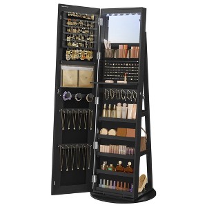 Jewelry Cabinet Standing Spinning Jewelry Armoire Organizer Box - 1 of 4