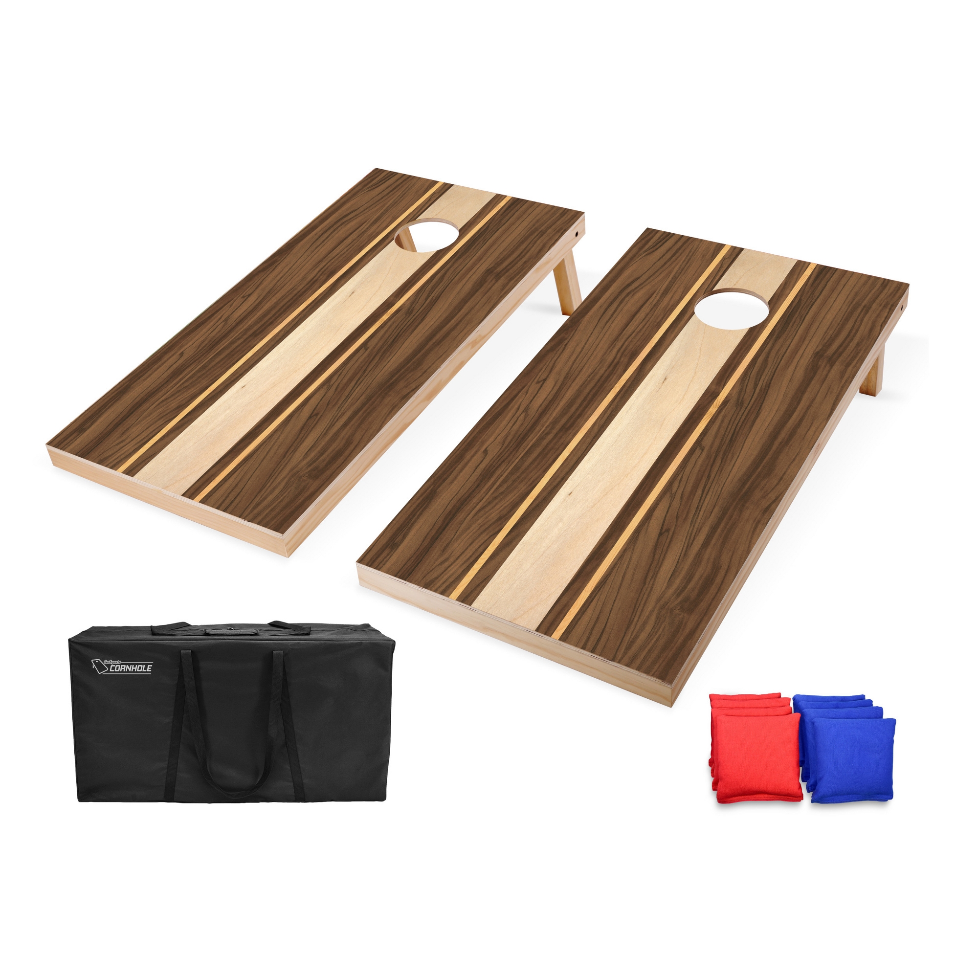 GoSports 4 x 2 ft Regulation Size Wood Cornhole Board Set - Walnut
