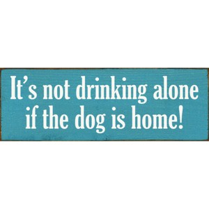 Slickblue Funny Dog & Drinking Sign, 3.5x10 Rustic Knotty Pine Wood Plaque, Wall or Shelf Décor, Multiple Colors - 1 of 3