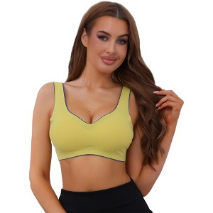 Allegra K Women's V-Neck Contrast Trim Comfort and Breathable Bralettes - 1 of 4
