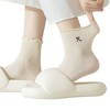 Anna-Kaci 3-Pack Women's Crew Socks with Ruffle Lettuce Edge Trim and Delicate Embroidered Detail - 3 of 4