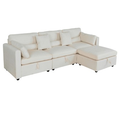 Modern Minimalist Cream Two-Seater Sofa