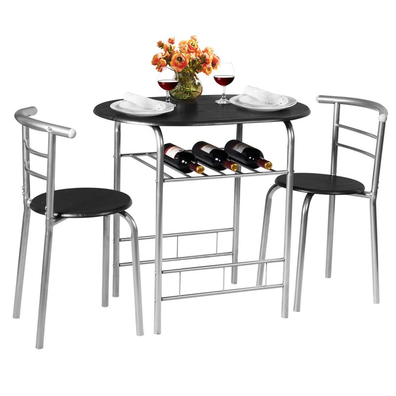 Tangkula 3 PCS Kitchen Dining Set Compact Bistro Pub 2 Chairs & Table, 1 of 8