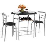 Tangkula 3 PCS Kitchen Dining Set Compact Bistro Pub 2 Chairs & Table