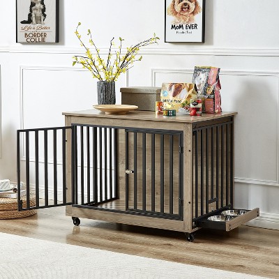 Gulches Elevate Your Home Decor and Pet Comfort: Grey Dog Crate with Multifunctional Features