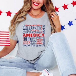 Simply Sage Market Women's America Words Colorful Short Sleeve Graphic Tee - 1 of 4