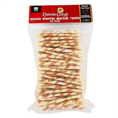 Canine Chews Chicken and Beef Twist Rawhide Dog Treats - 100ct