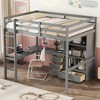 Full Size Loft Bed with Desk, Storage Shelves, Drawers, Guardrail and Built-in Ladder - 4 of 4