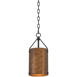 Possini Euro Design Julian 6" Farmhouse Rustic Pendant Ceiling Light Fixture Dining Room Over Table Kitchen Island Drum Black Bronze Finish Metal Mini - 1 of 4