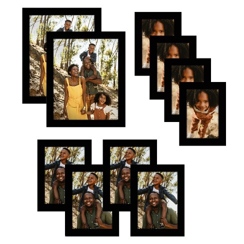 Multi Picture Frames Set Black 8x10, Four 4x6, Four 5x7