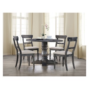 Set of 2 Wallace Side Chair Light Brown/Gray - Acme Furniture: Upholstered Linen, Turned Legs, Crosspiece Backrest - 1 of 4