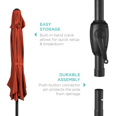 Rust Hexagon Market Patio Umbrella with Crank Lift and Tilt
