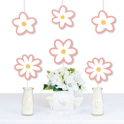 Big Dot of Happiness Pink Daisy Flowers - Petite Floral Party Paper Table  Runner - 12 x 60 inches