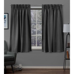 Exclusive Home Sateen Pinch Pleat Woven Blackout Back Tab Window Curtain Panel Pair - 1 of 4
