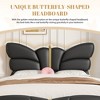 Queen Size Upholstered Platform Bed with Butterfly Shaped Headboard and Footboard for Bedroom or Guest Room - 4 of 4