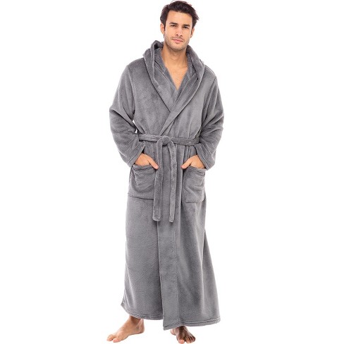 Alexander Del Rossa Men's Warm Fleece Robe with Hood Solid Color Big and Tall Bathrobe Alexander Del Rossa Men's Warm Fleece Robe with Hood Solid Color Big and Tall Bathrobe