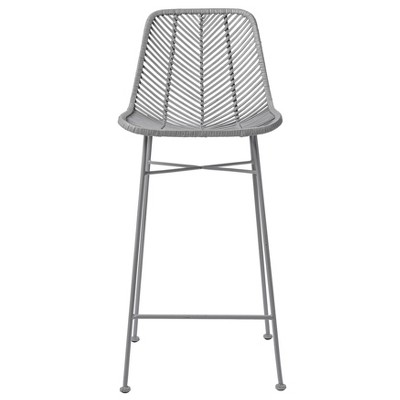 Desert Fields 42" Grey Rattan and Metal Contemporary Bar Stool