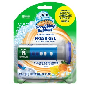 Scrubbing Bubbles Citrus Scent Fresh Gel Toilet Cleaning Stamp - 1.34oz/6ct - 1 of 4