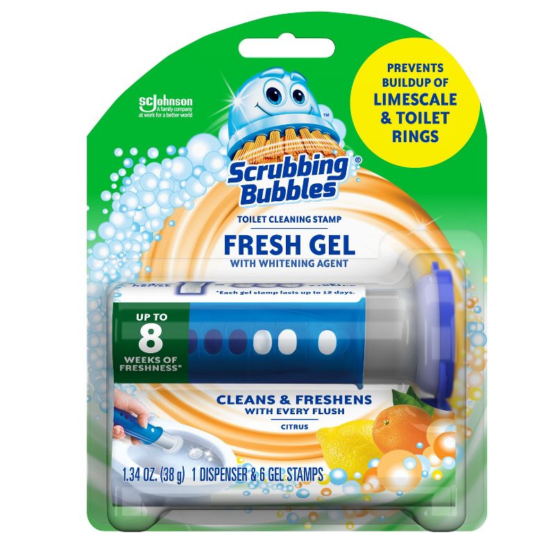 Scrubbing Bubbles Citrus Scent Fresh Gel Toilet Cleaning Stamp - 1.34oz/6ct, 1 of 12