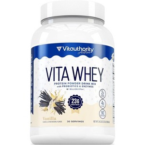 Vitauthority Whey Protein Powder for Women, Supports Digestion, Nutrient Absorption & Energy Post-Workout & Daily Nutrition, Vanilla, 30 Servings - 1 of 4