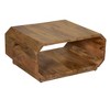 Royal Hampton Coffee Table Handcrafted Hollow Cube Shape Natural Brown Mango Wood, 30 Inch, Brown - 4 of 4