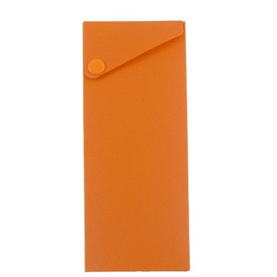 JAM Paper Plastic Sliding Pencil Case Box with Button Snap Orange 166530565