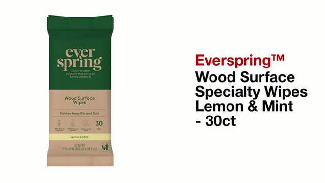 Lemon &#38; Mint Wood Surface Specialty Wipes - 30ct - Everspring&#8482;, 2 of 5, play video