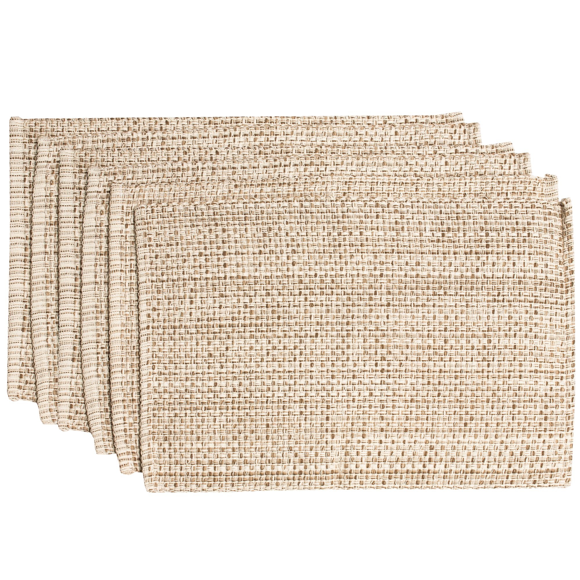 Two Tone Cotton Woven 13x19 Placemat Sets by Sweet Home Collection®, Eggshell - 6 Pack