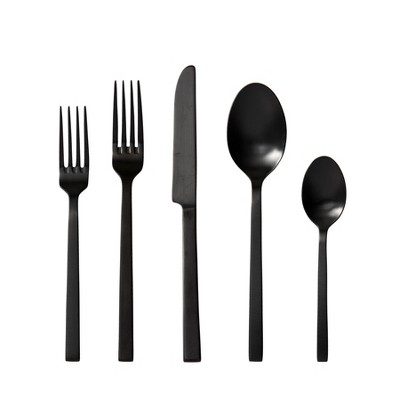 Matte Black Silverware Set, Satin Finish 20-Piece Stainless Steel