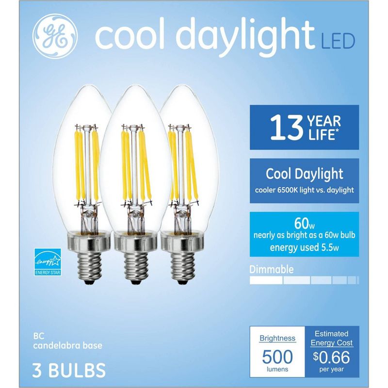 GE 3pk Cool Daylight 60W CAC LED Light Bulbs, 1 of 5