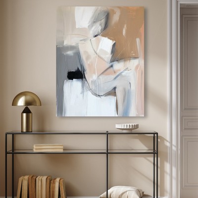 Elegant Abstract Boho Canvas Wall Art in Neutral Tones, 30" x 36"