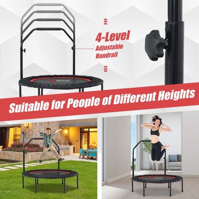 Red 40'' Foldable Fitness Trampoline with Adjustable Handle