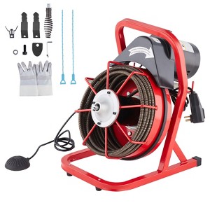 VEVOR Drain Cleaner Machine 50FT x 1/2 Inch, Sewer Snake Auger Manual Feed, 250W Electric Drain Cleaning Machine, Silver - 1 of 4