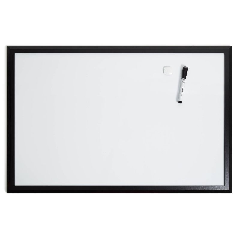 U Brands 23&#34;x35&#34; Magnetic Dry Erase Board Black Wood Frame with Marker, 4 of 6