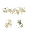 Unique Bargains Flower French Barrette Hair Clips Gold Tone White 1 Pc - 3 of 4