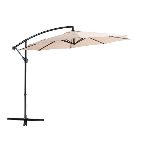 10FT Hanging Umbrella Patio Sun Shade Offset Outdoor UV Resistant W/Crank Tilt 