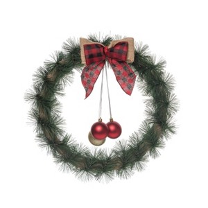 Transpac Artificial 18.11 in. Green Christmas Holiday Ornament Wreath - 1 of 2