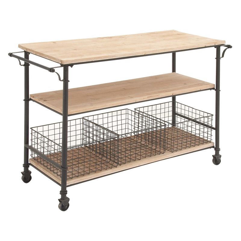Metal and Wood Rolling Utility Cart Brown - Olivia & May, 3 of 17