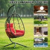 Sapphtopaz Porch Swing Wicker Rattan Swing Chair Egg-Shaped Hanging Basket Chair with Cushion and Hanging Stand for Patio, Garden, Terrace - 3 of 4