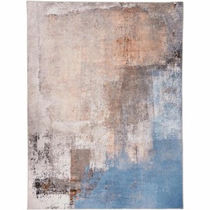 HomeStock Washable Kyler Beige/Blue 5x7, Transitional, Machine Woven with Printed Designs - 1 of 4