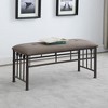 TiramisuBest Contemporary Bench in Silver Metal and Camel Faux Leather, 18.0"L Entryway Bench - 3 of 4