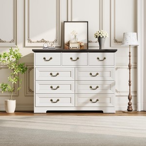 Vintage 9-Drawer Dresser - Rustic Wood Chest for Bedroom, Living Room & Hallway, Spacious Storage - 1 of 4