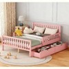 TiramisuBest Full Kids Bed Frame, Toddler Bed with Guardrails and 2 Storage Drawers Solid Wood Platform for Minimalist Bedroom, Pink - 3 of 4