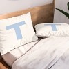 Deny Designs Standard April Lane Art Block Blue Monogram T Microfiber Printed Pillow Sham - 2 of 3