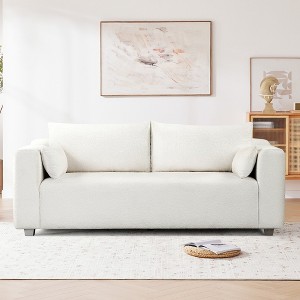 YOOCOZZ Boucle Loveseat Sofa with One-Piece Seat Frame and Domed Armrests - White - 1 of 4