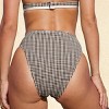 Women's Checkered High-Waist Cheeky Crochet Trim Bikini Bottom - Cupshe - 3 of 4