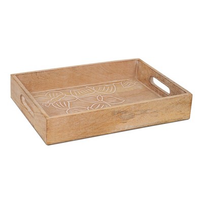 Mela Artisans Handcrafted Butterflies Wooden Serving Tray