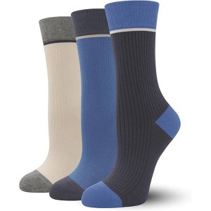 SERISIMPLE Women Viscose Bamboo Womens Crew Socks Dress Chic Colorblock Striped Design Socks 3 Pairs - 1 of 4