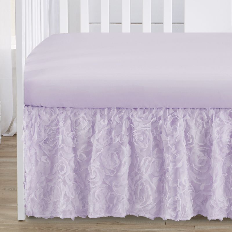 Sweet Jojo Designs Girl Baby Crib Bed Skirt Rose Collection Solid Purple, 4 of 5